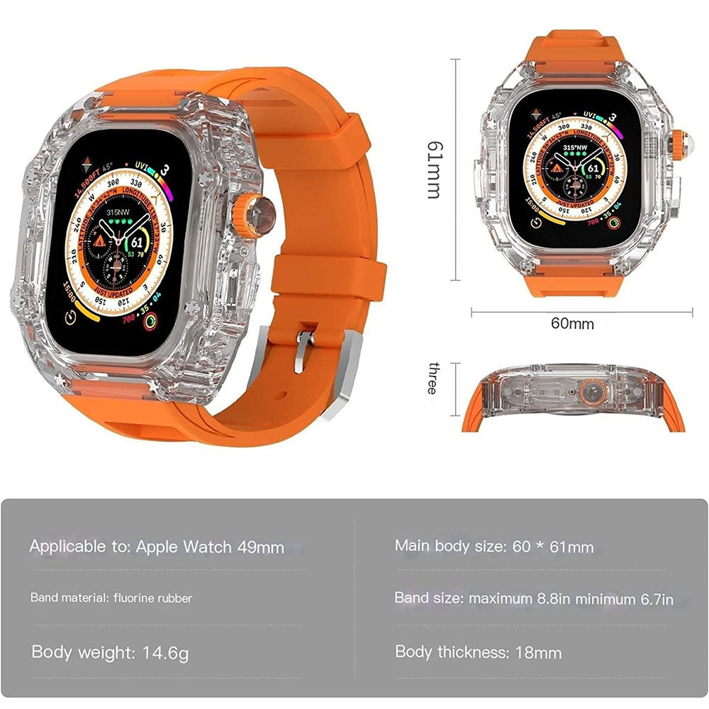 Hochwertiges, vollständig transparentes Uhrengehäuse mit FKM-Armband für Apple Watch
