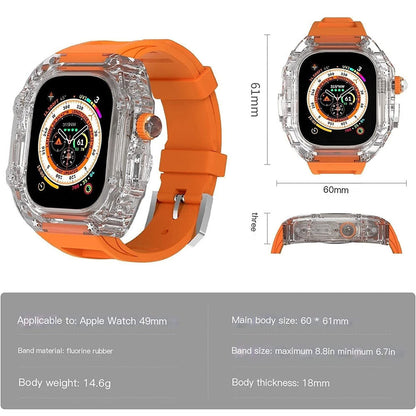 Hochwertiges, vollständig transparentes Uhrengehäuse mit FKM-Armband für Apple Watch