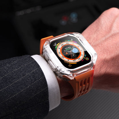 Hochwertiges, vollständig transparentes Uhrengehäuse mit FKM-Armband für Apple Watch