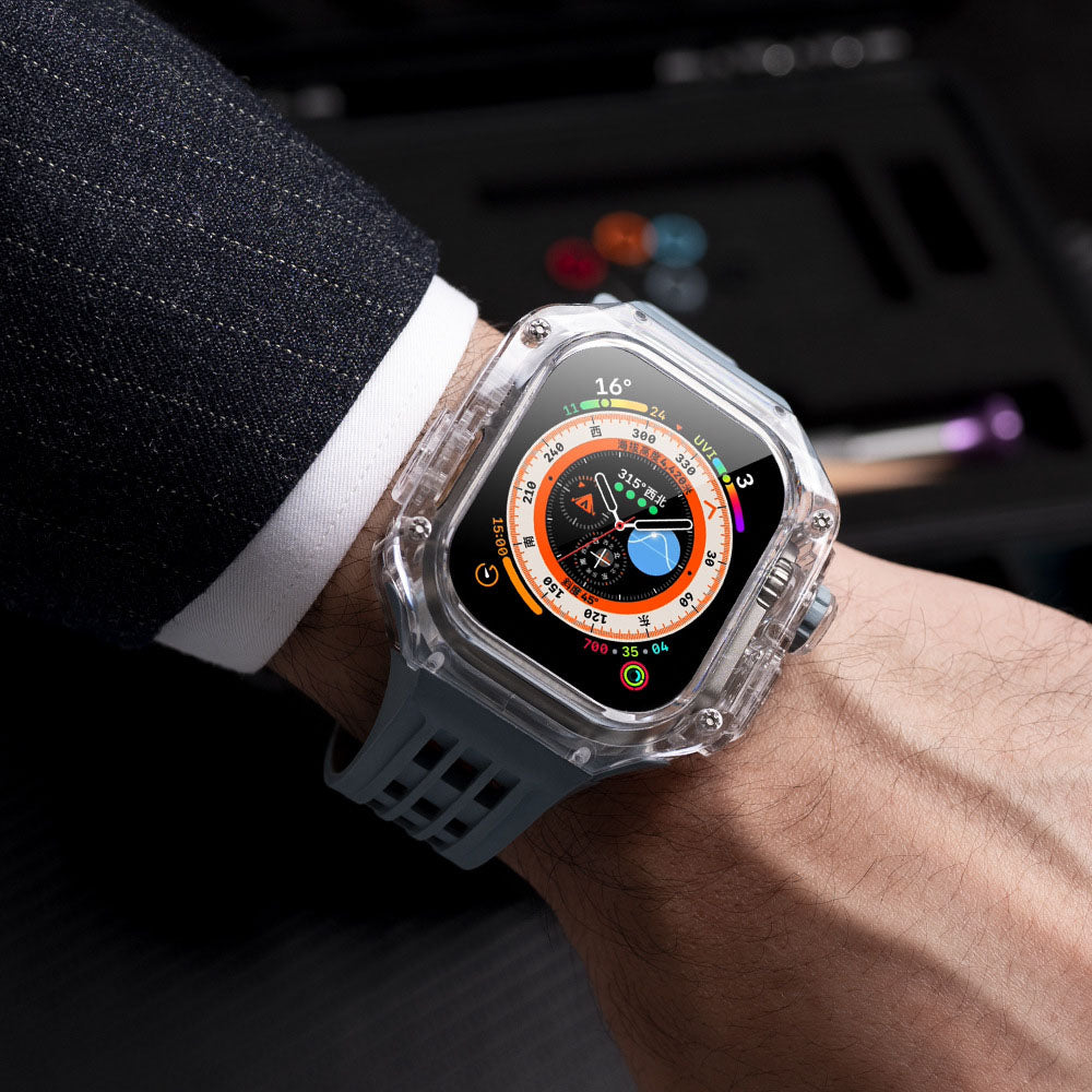 Hochwertiges, vollständig transparentes Uhrengehäuse mit FKM-Armband für Apple Watch