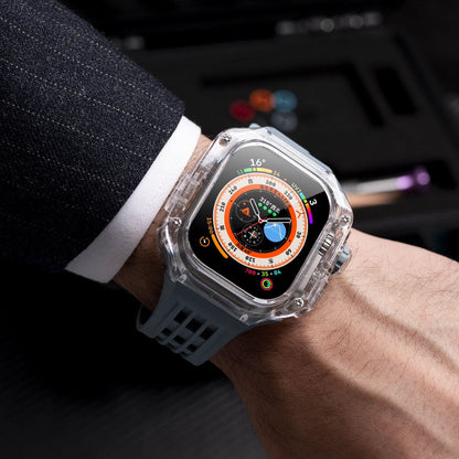 Hochwertiges, vollständig transparentes Uhrengehäuse mit FKM-Armband für Apple Watch
