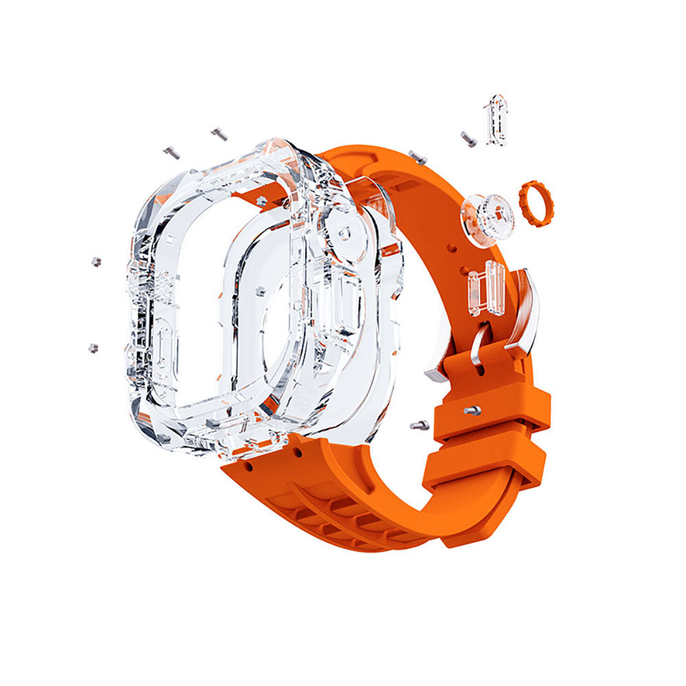 Hochwertiges, vollständig transparentes Uhrengehäuse mit FKM-Armband für Apple Watch