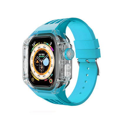 Hochwertiges, vollständig transparentes Uhrengehäuse mit FKM-Armband für Apple Watch