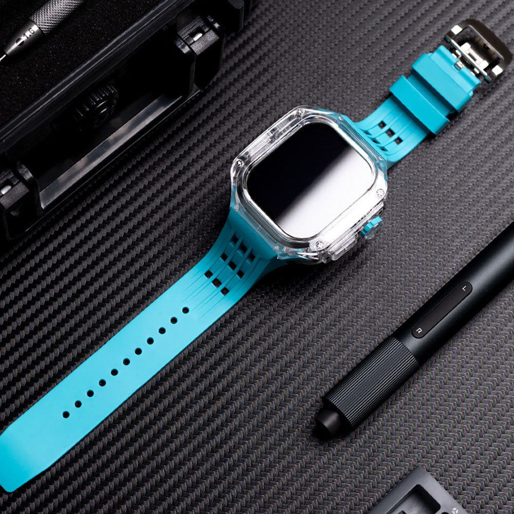 Hochwertiges, vollständig transparentes Uhrengehäuse mit FKM-Armband für Apple Watch