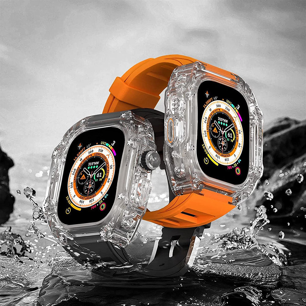 Hochwertiges, vollständig transparentes Uhrengehäuse mit FKM-Armband für Apple Watch