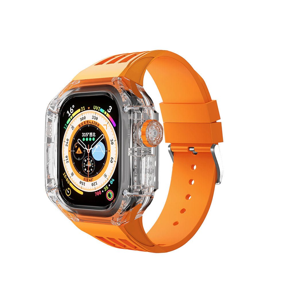Hochwertiges, vollständig transparentes Uhrengehäuse mit FKM-Armband für Apple Watch