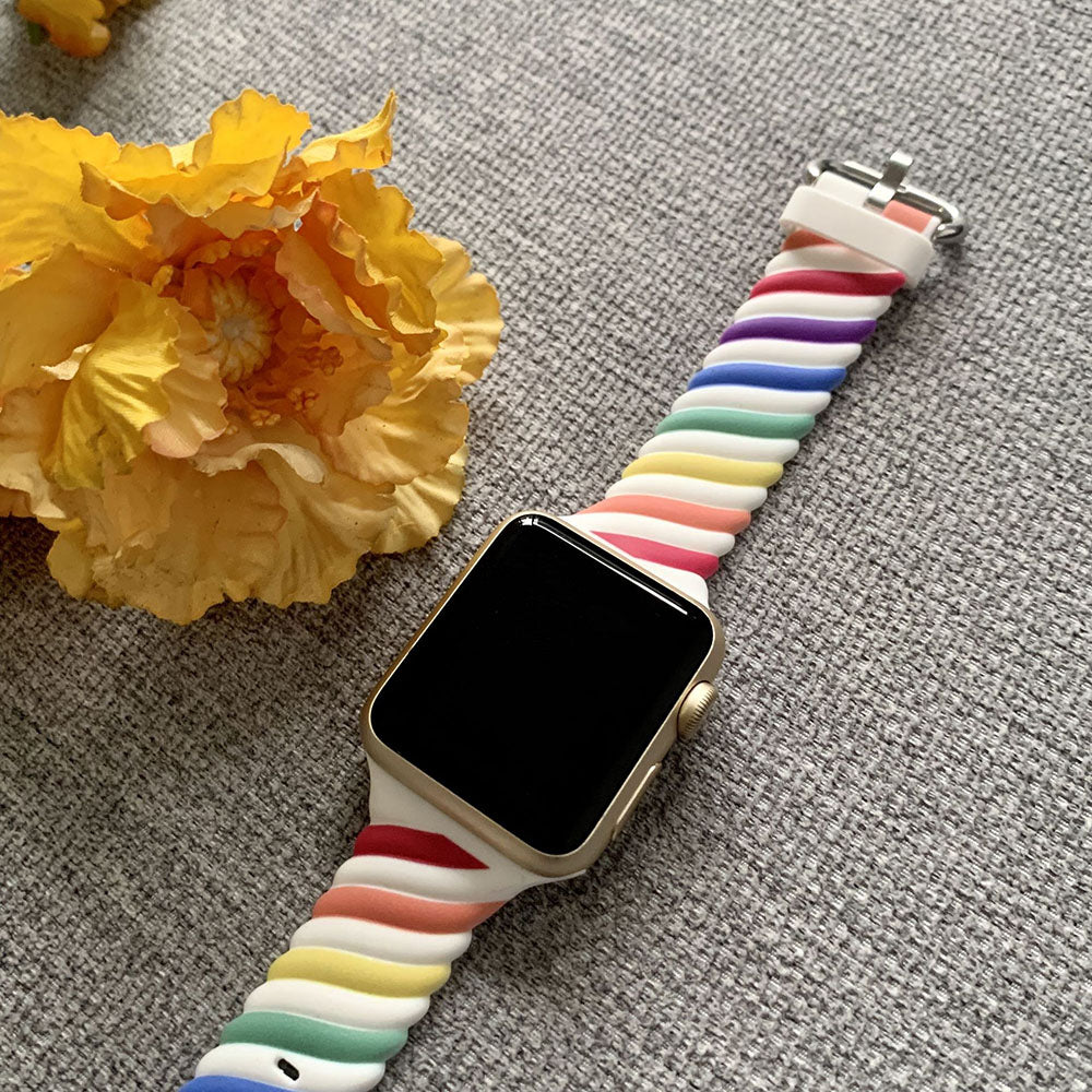 Silikonarmband „Rainbow Twist” für Apple Watch