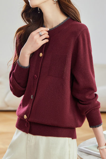 Minimalistischer Stylischer Farbblock Strickcardigan