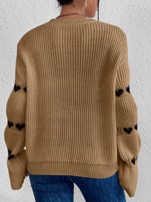 Kettenlink-Herz-Muster Pullover