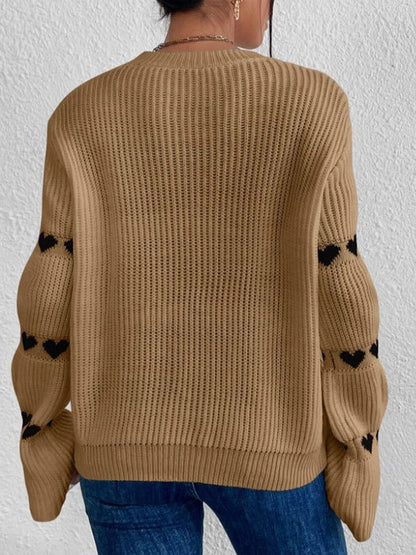 Kettenlink-Herz-Muster Pullover