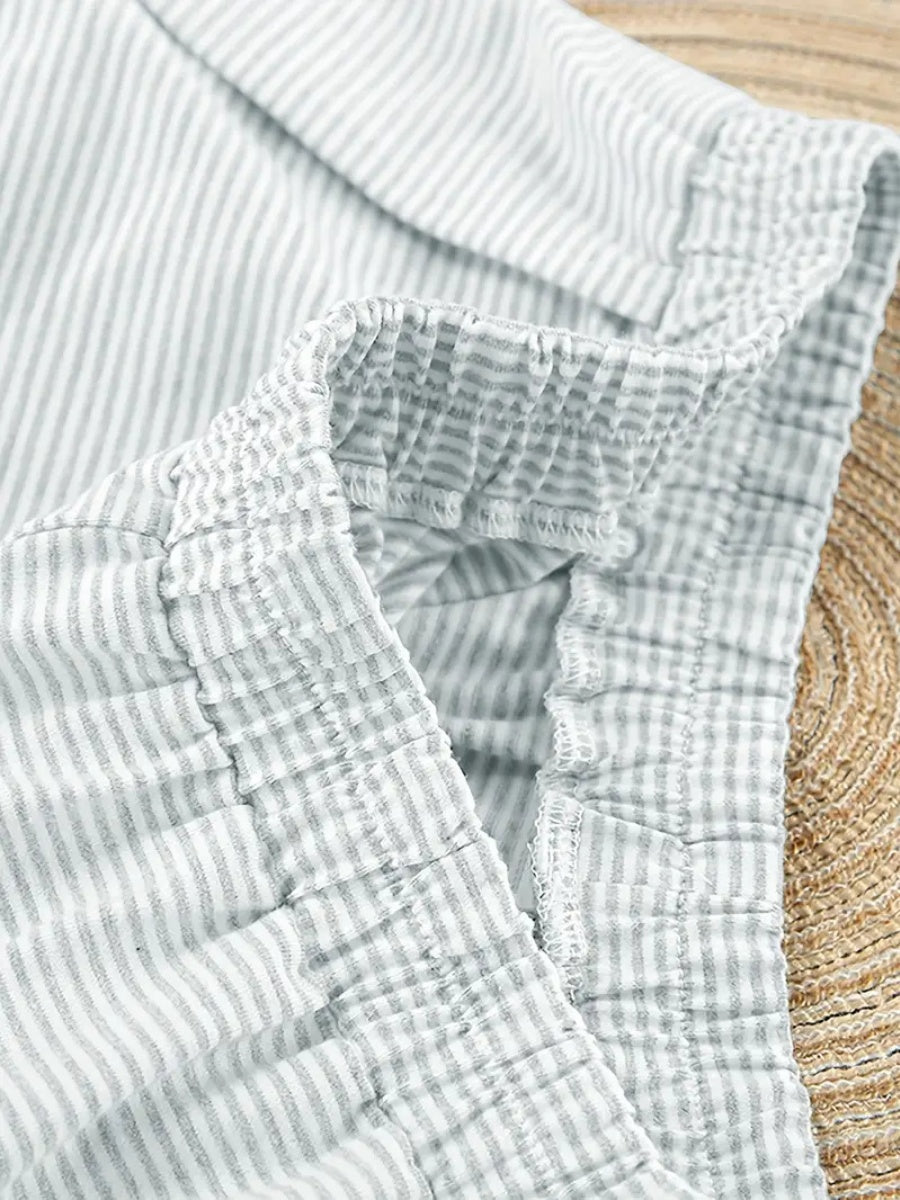 Liber Sommer Damen gestreiftes Schlafanzug Set