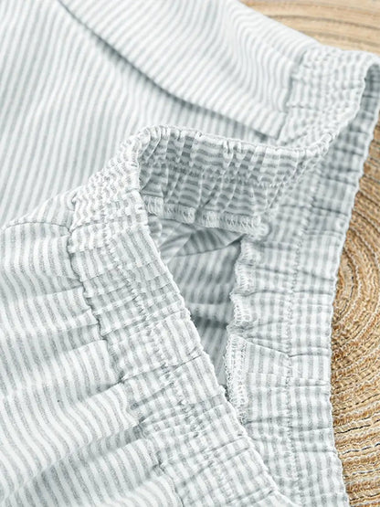 Liber Sommer Damen gestreiftes Schlafanzug Set