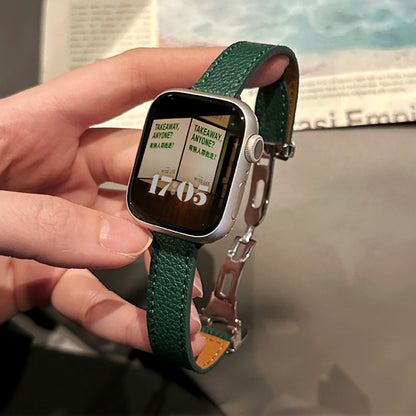 Lederarmband mit Lychee-Effekt und Faltschliesse für Apple Watch