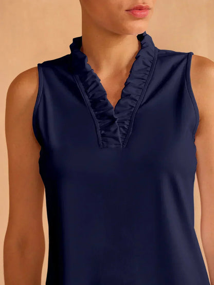 Mehr als nur ein Basic Rüschen V-Ausschnitt Tanktop UPF50+