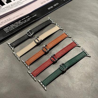 Lederarmband mit Lychee-Effekt und Faltschliesse für Apple Watch