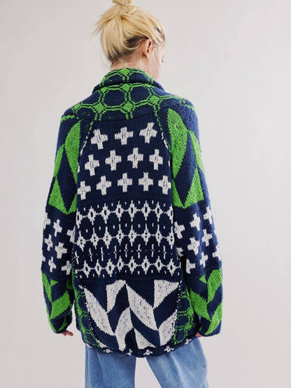 Geometrische Muster Revers Abstract Pullover