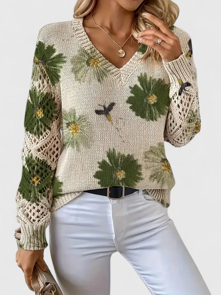 Magnolia | Eleganter Pullover mit floralem Muster