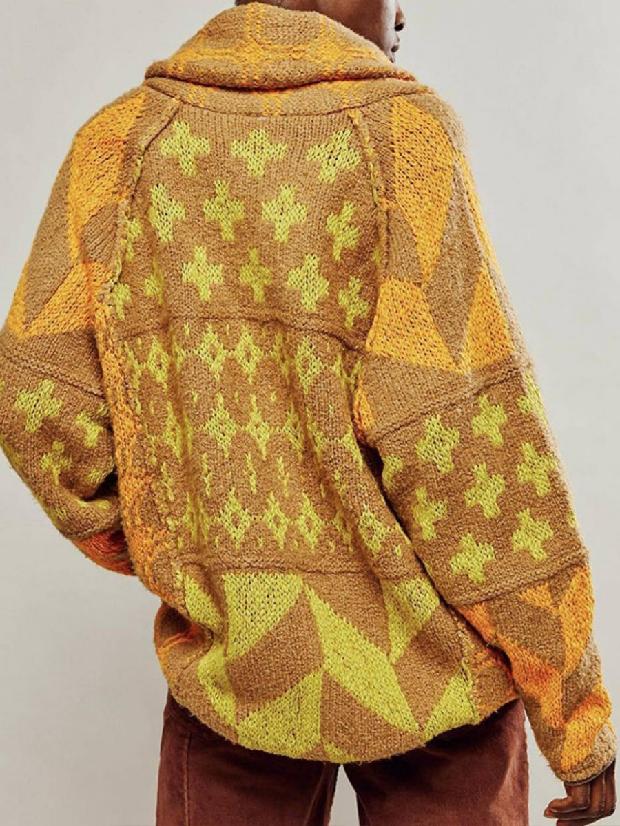 Geometrische Muster Revers Abstract Pullover