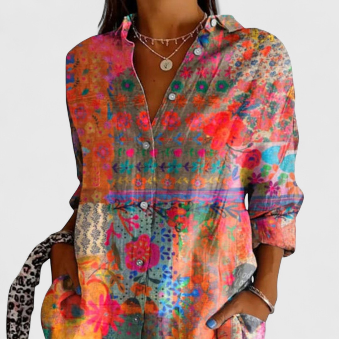 ELYRA™ | Blumenmuster Langarmbluse