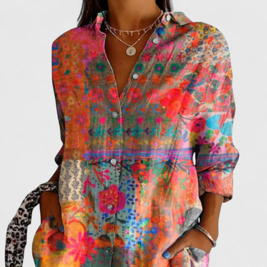 ELYRA™ | Blumenmuster Langarmbluse