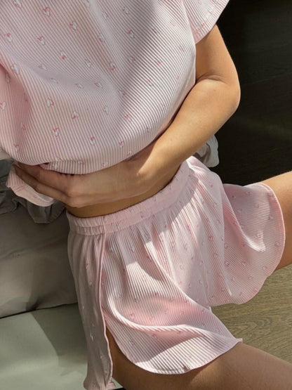 Liber Sommer Damen Rüschendruck Nachtwäsche