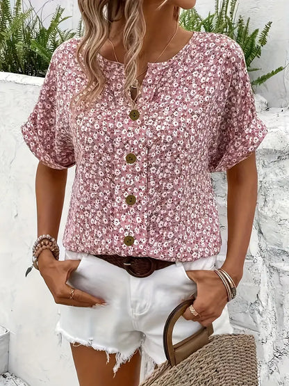 Eva – Bluse mit Blumenmuster und Reverskragen
