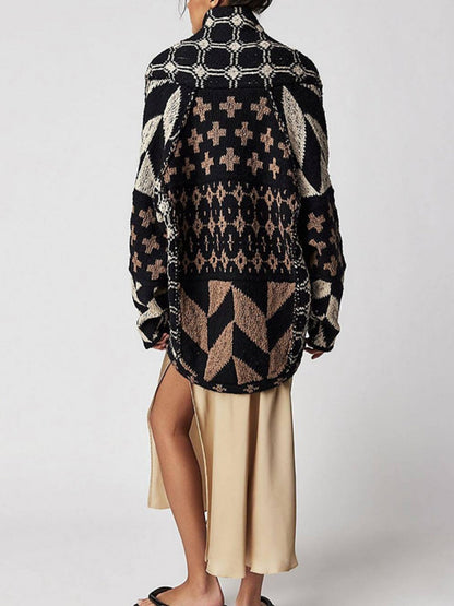 Geometrische Muster Revers Abstract Pullover
