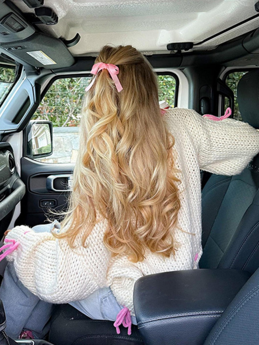 Schnürung Bogen Kontrastfarben Pullover