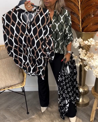 Quinley™ - BLUSE MIT GRAPHISCHEM MUSTER UND MODERNEM TOUCH