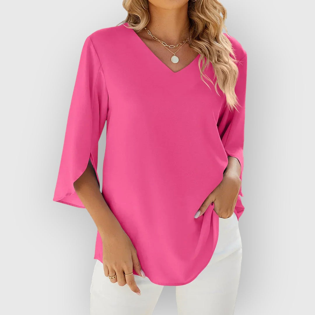 ELYRA™ | V-Ausschnitt Bluse mit kurzen Ärmeln