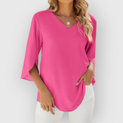 ELYRA™ | V-Ausschnitt Bluse mit kurzen Ärmeln