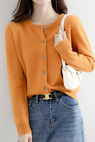 Rundhals-Wollstrick-Cardigan - 12 Farben verfügbar