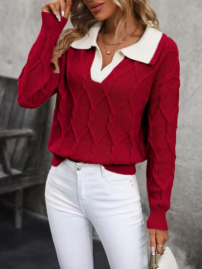 Mahalia - Pullover mit Kabelstrick und Kragen