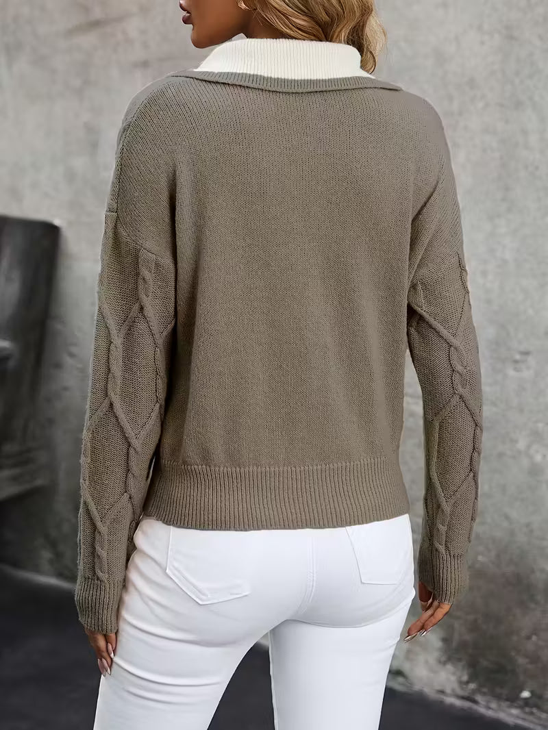 Mahalia - Pullover mit Kabelstrick und Kragen