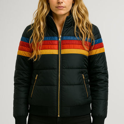 Melody | Retro Streifen Pufferjacke