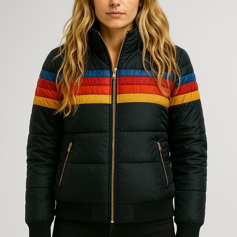 Melody | Retro Streifen Pufferjacke
