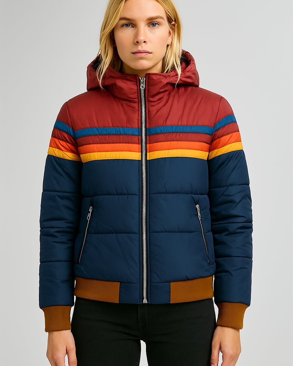 Melody | Retro Streifen Pufferjacke