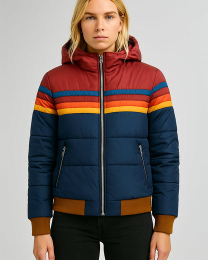 Melody | Retro Streifen Pufferjacke
