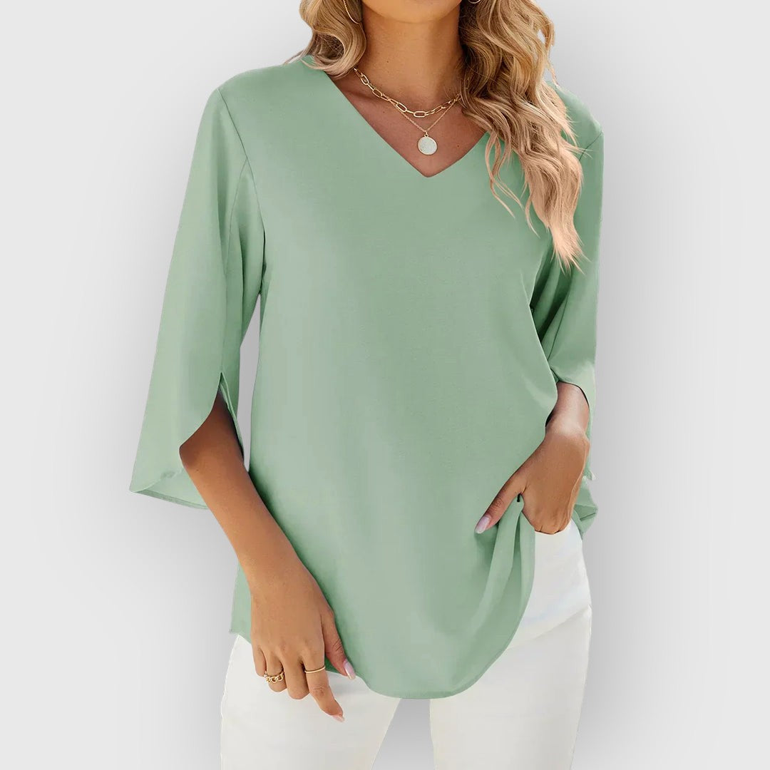 ELYRA™ | V-Ausschnitt Bluse mit kurzen Ärmeln