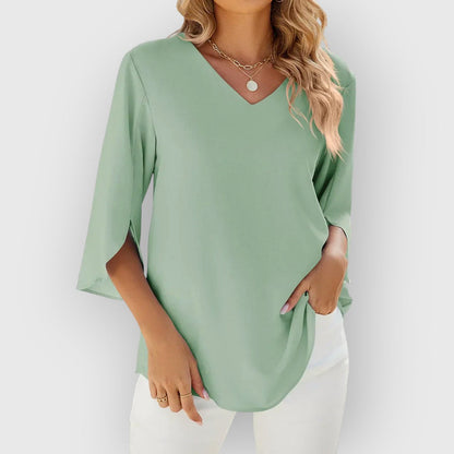 ELYRA™ | V-Ausschnitt Bluse mit kurzen Ärmeln