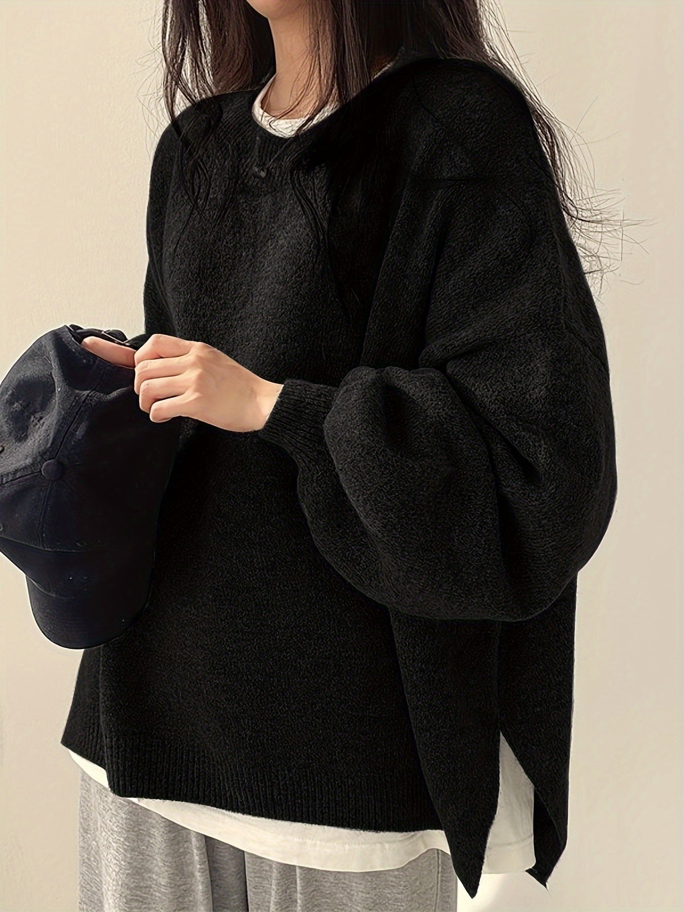 Pearline - Rundhals Pullover mit langen Ärmeln