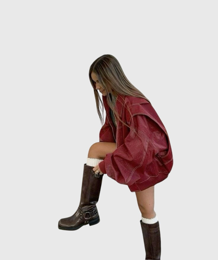 Faye™ - Oversized Lederjacke