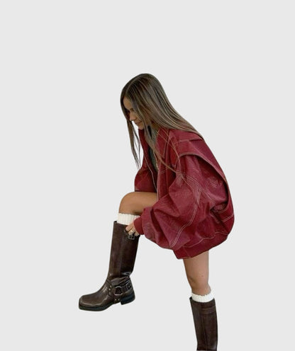 Faye™ - Oversized Lederjacke