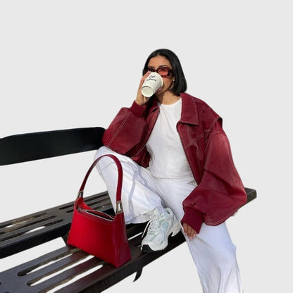 Faye™ – Oversized Lederjacke