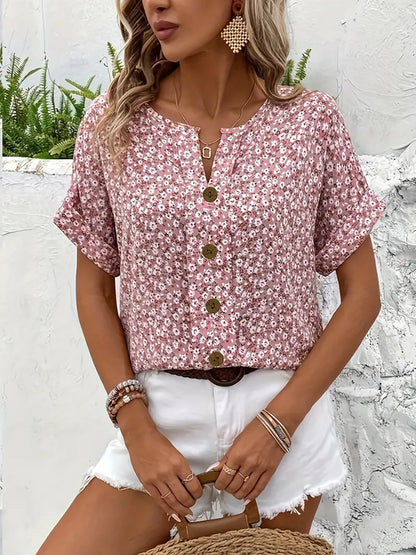 Eva – Bluse mit Blumenmuster und Reverskragen