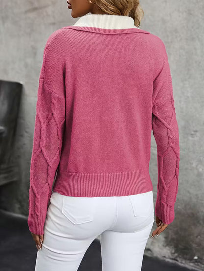 Mahalia - Pullover mit Kabelstrick und Kragen