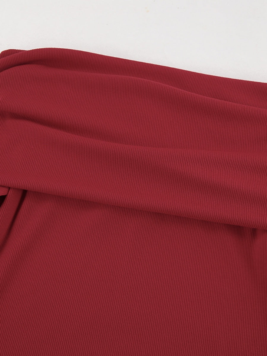 Kapuze Off-Shoulder Langarm Gestrickte Pullover