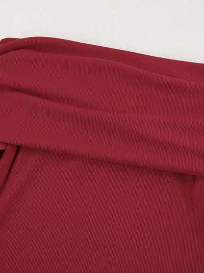 Kapuze Off-Shoulder Langarm Gestrickte Pullover