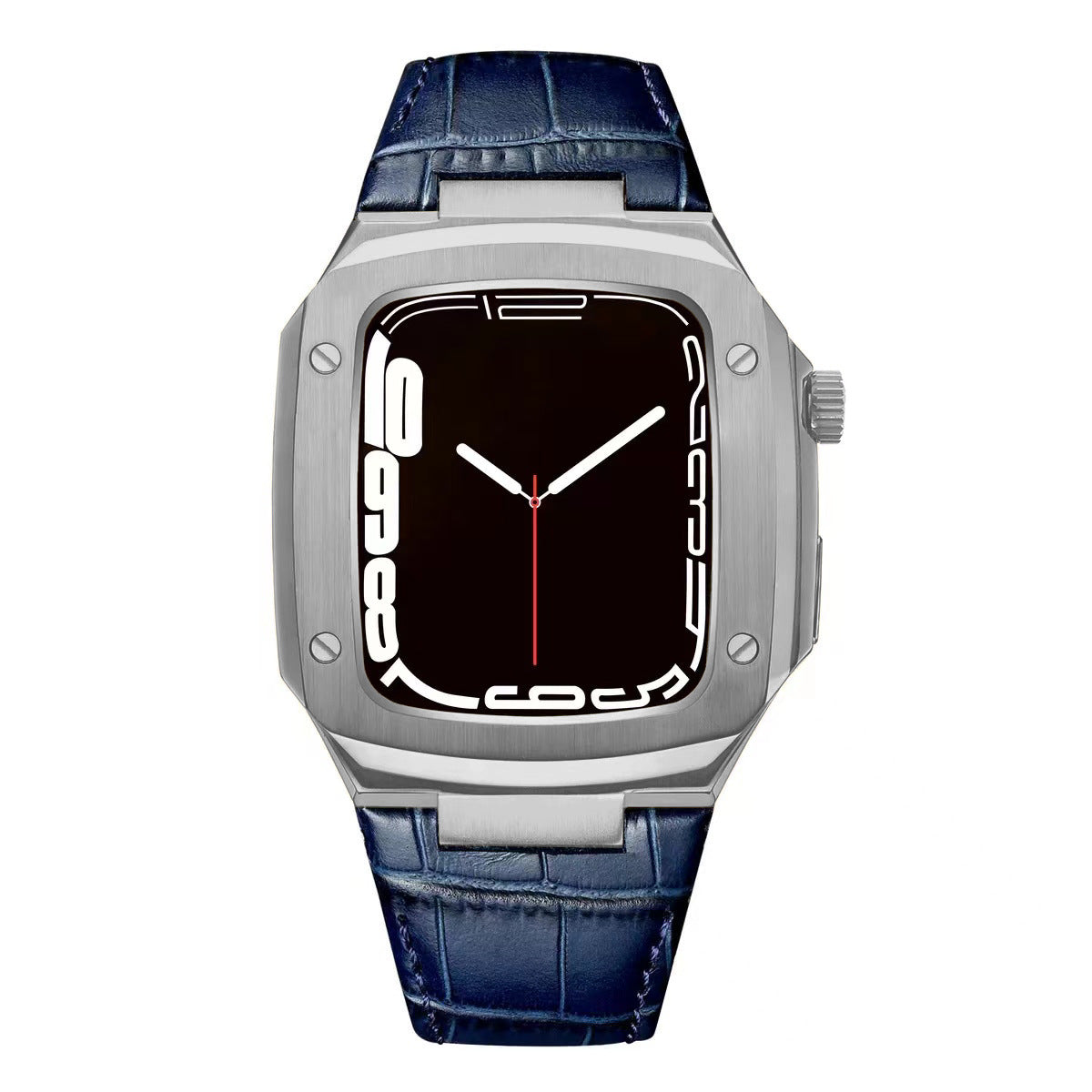 Luxuriöses Metallgehäuse mit Lederarmband für Apple Watch Series 40/41/44/45 mm