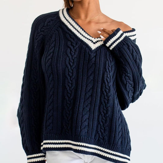 ELYRA™ | CABLE KNIT PULLOVER WITH V-NECK